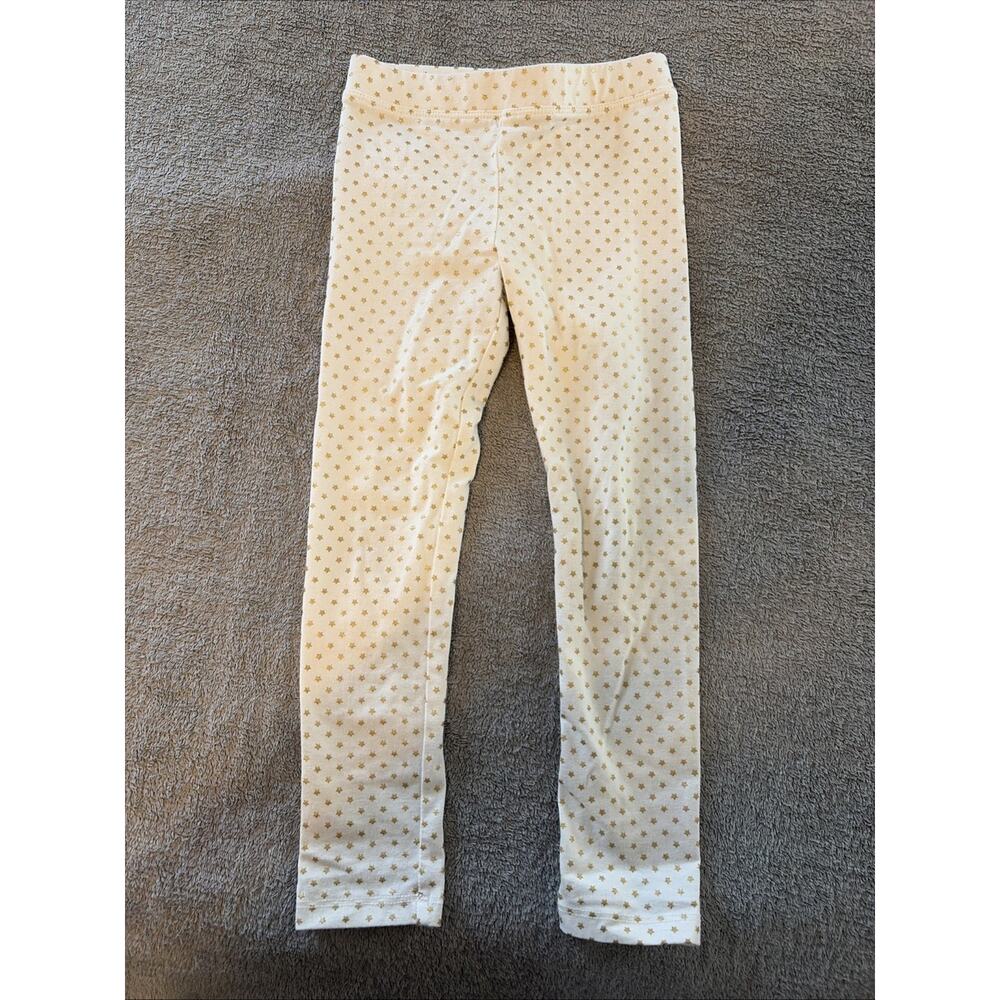 Crewcuts Girls Ivory Gold Star Print Leggings 4-5 Layers Cute Holiday Polka Dot